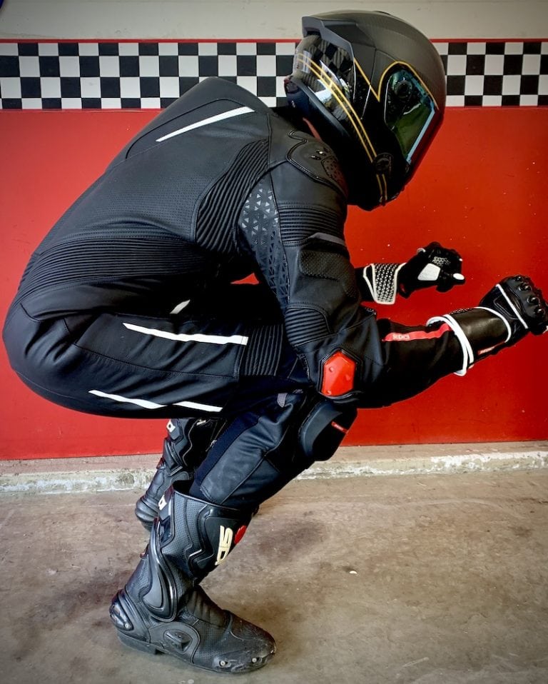 Trying On A Motorcycle OnePiece Suit